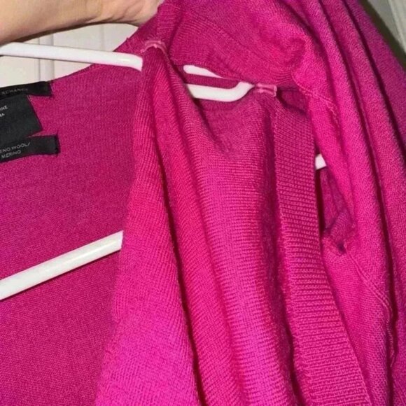 Armani Exchange Woman’s 100% Merino Wool Wrap Sweater Cardigan Pink Sz XS - Picture 8 of 9